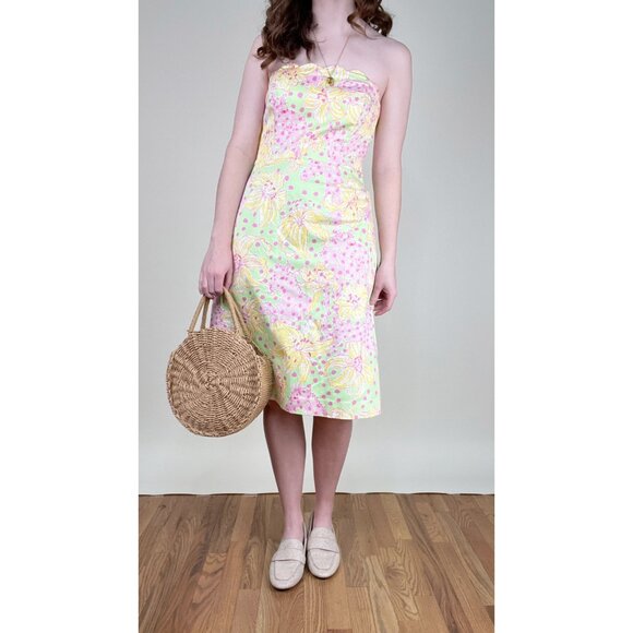 Rare Vintage Lilly Pulitzer Floral Animal Novelty Print Midi Dress Wedding Guest - Picture 3 of 7